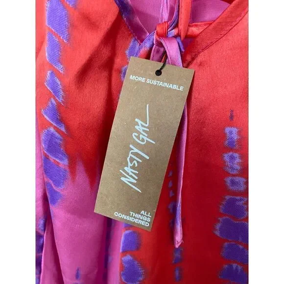 Nasty girl BWT petite tie-dye cross back satin jumpsuit size 4￼/ cruise … - Picture 8 of 8